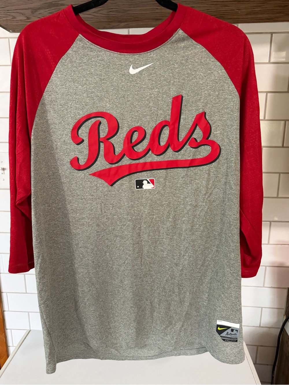 Nike Gray and Cincinnati Reds Baseball Tee